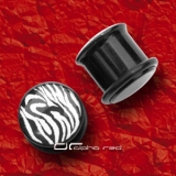 ZEBRA ACRYL PLUG OHR PIERCING schwarz weiß 10-16 mm 5018