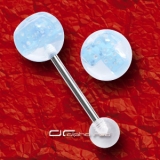 »»» ZUNGENPIERCING mit 3x WÜRFEL zart hellblau 5074