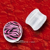 ZEBRA ACRYL PLUG OHR PIERCING rosa 8-20 mm 5181