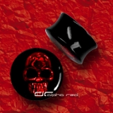 3D Totenkopf SKULL ACRYL SADDLE PLUG OHR PIERCING 6-19mm rot 5334