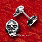 STAHL FAKE PLUG OHR PIERCING SKULL TOTENKOPF 5404