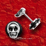 STAHL FAKE PLUG OHR PIERCING SKULL TOTENKOPF 5405