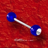 »»» UV ZUNGENPIERCING BARBELL MIT KRISTALL blau 5809