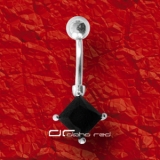 »»» BAUCHNABEL PIERCING KRISTALL SQUARE schwarz 5948