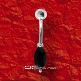 »»» BAUCHNABEL PIERCING KRISTALL CAT EYE schwarz 5952