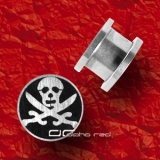 STAHL PLUG OHR PIERCING PIRATE SKULL schwarz 6-12 mm 1015