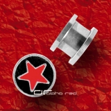 STAHL PLUG OHR PIERCING STERN RED STAR 6-12mm 1020