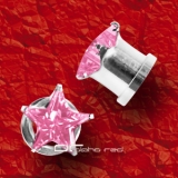 STAHL PLUG OHR PIERCING MIT KRISTALL STERN 4-10mm rosa 1268