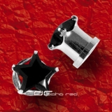 STAHL PLUG OHR PIERCING MIT KRISTALL STERN 4-10mm schwarz 1269