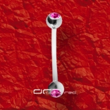 »»» FLEXI AUGENBRAUEN PIERCING KUGEL KRISTALL pink 232