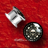 STAHL PLUG OHR PIERCING SKULL Chamber of Bones 6-12 mm 1055