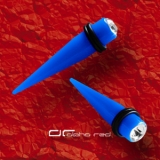 ACRYL EXPANDER TAPER mit KRISTALL 3-10 mm blau 4828
