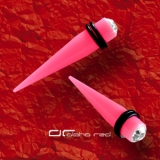 ACRYL EXPANDER TAPER mit KRISTALL 3-10 mm pink 4825