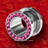 funkelnder KRISTALL FLESH TUNNEL Ohrpiercing rosa 4-10 mm 1596