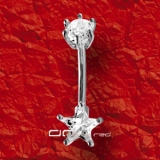 »»» BAUCHNABELPIERCING eingefaßter geschliffener Kristall STERN klar 657