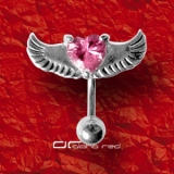 »»» AUGENBRAUENPIERCING FLYING HEART KRISTALL rosa 2698