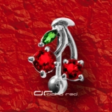 »»» AUGENBRAUENPIERCING KIRSCHE KRISTALL rot 2699