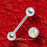 »»» ZUNGENPIERCING BARBELL MIT KRISTALL rainbow 199