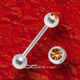 »»» ZUNGENPIERCING BARBELL MIT KRISTALL gold gelb 200