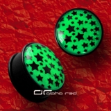 UV GLOW IN DARK ACRYL PLUG MULTISTARS STERNE 3-25mm grün 1518