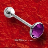 »»» STAHL ZUNGENPIERCING FACET CUT KRISTALL dunkelviolett 1703