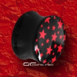 STARS STERN ACRYL SADDLE PLUG OHR PIERCING 4-16mm rot 1396