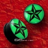 UV GLOW IN DARK ACRYL PLUG NAUTICAL STAR 3-25mm grün 1519