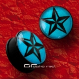 UV GLOW IN DARK ACRYL PLUG NAUTICAL STAR 3-25mm blau 1515
