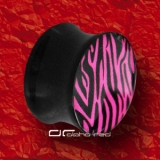 ZEBRA WILD LIFE ACRYL SADDLE OHR PIERCING PLUG 4-12mm rosa 1399