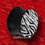 ZEBRA WILDLIFE ACRYL SADDLE OHR PIERCING PLUG 4-19mm 1398