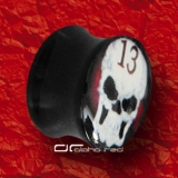 ACRYL SADDLE PLUG LUCKY 13 SKULL OHR PIERCING 4-12 mm 1400
