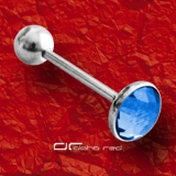 »»» STAHL ZUNGENPIERCING FACET CUT KRISTALL blau 1695