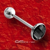 »»» STAHL ZUNGENPIERCING FACET CUT KRISTALL schwarz 1700