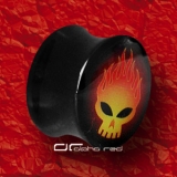 »»» ACRYL SADDLE PLUG FLAMED SKULL SCHWARZ 1232