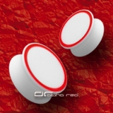 NEON RIM SADDLE PLUG OHRPIERCING 3-25mm WEISS rot 1838