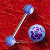 »»» ROSE FLOWER ZUNGENPIERCING blau-lila 1613