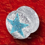 GLITTER Stern SADDLE PLUG OHRPIERCING hellblau 3-18mm 1368
