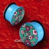 ACRYL FLOWER BLÜTEN PLUG OHRPIERCING hellblau 8-26 mm 1971