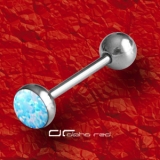 »»» OPAL STONE ZUNGENPIERCING STAHL rainbow blau 1953
