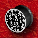 SILIKON PLUG TOTENKOPF OHRPIERCING 4-25mm schwarz weiß 2380