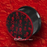 SILIKON PLUG TOTENKOPF OHRPIERCING 4-25mm schwarz rot 2379