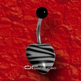 »»» ZEBRA HERZ BAUCHNABELPIERCING schwarz 8143