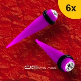 »»» 6er DEHNUNGSSET NEON ACRYL EXPANDER TAPER KRISTALL lila 3-10 mm 8399