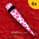»»» 6er DEHNUNGSSET HEART PRINT EXPANDER OHRPIERCING pink 3-10 mm 8613