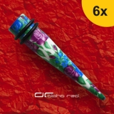 »»» 6er DEHNUNGSSET BLOSSOM FLOWER EXPANDER OHRPIERCING violett-blau 3-10 mm 8651